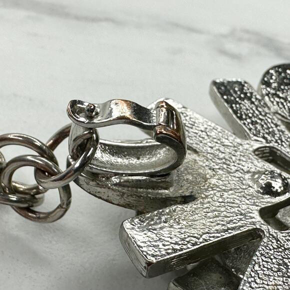 Chico's Rhinestone Cabochon Pendant on Rope and Silver Tone Necklace - Picture 7 of 13